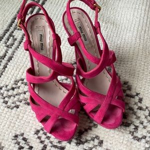 Miu Miu magenta suede heels 36.5